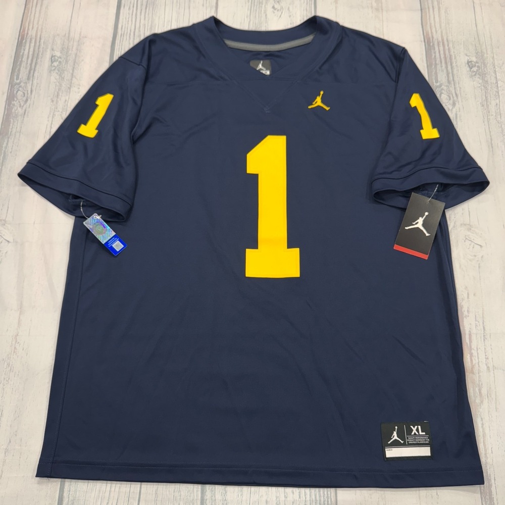 NWT Nike Michigan Wolverines Football Jersey XL Jordan Jumpman #1 College Mens